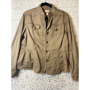 G.H Bass & Co.  brown blazer jacket long sleeve pleaded waist stretch size M